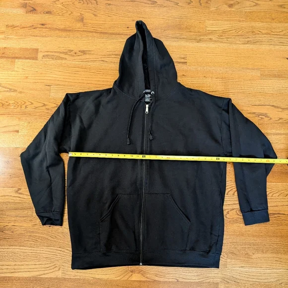 Men's Full Zip Sweatshirt With Hood, Black Fruit of the Loom Size 2XB - Picture 5 of 5
